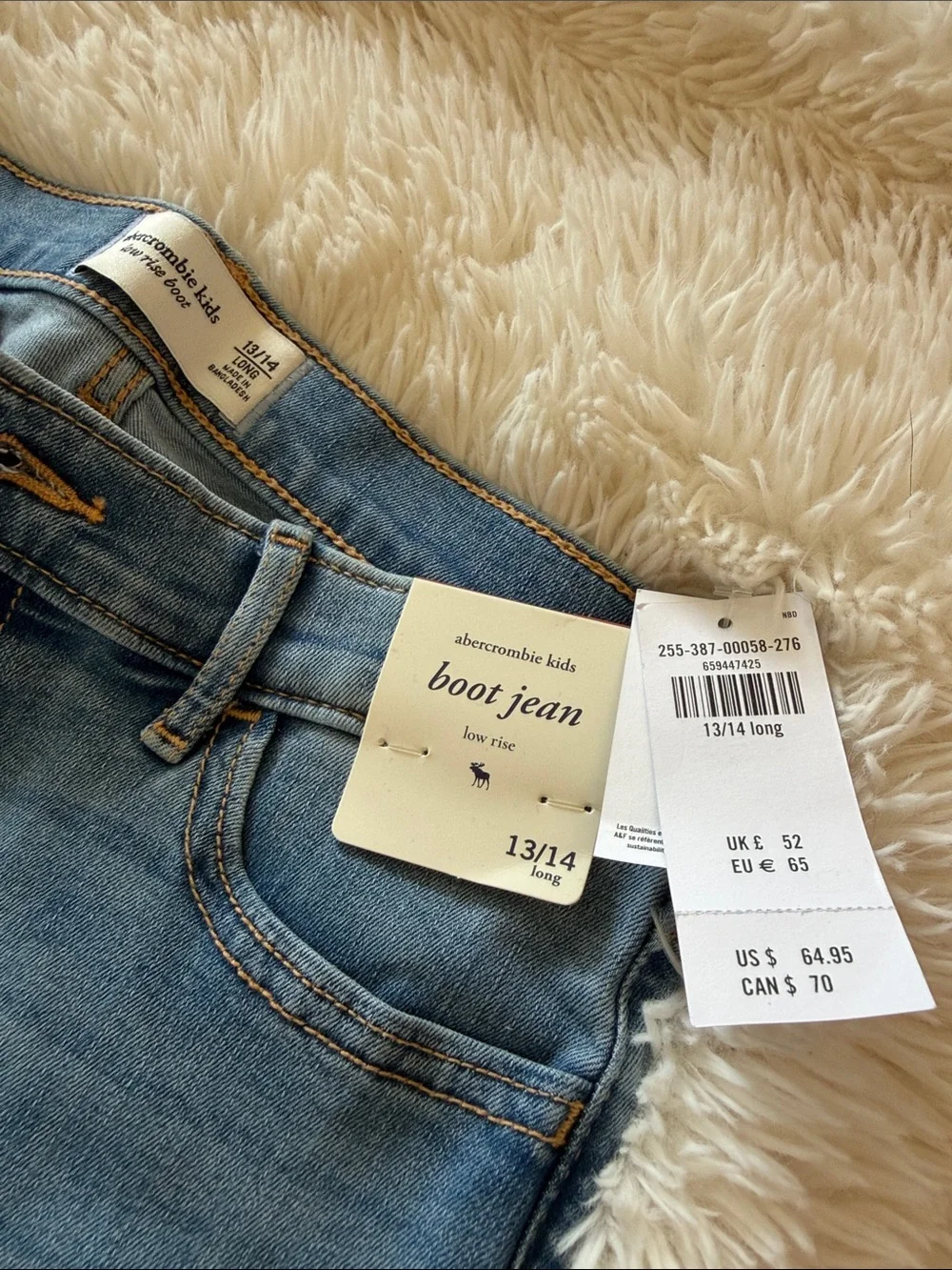 abercrombie kids Light Blue Bow Embroidered Flare Jeans 13/14 LONG